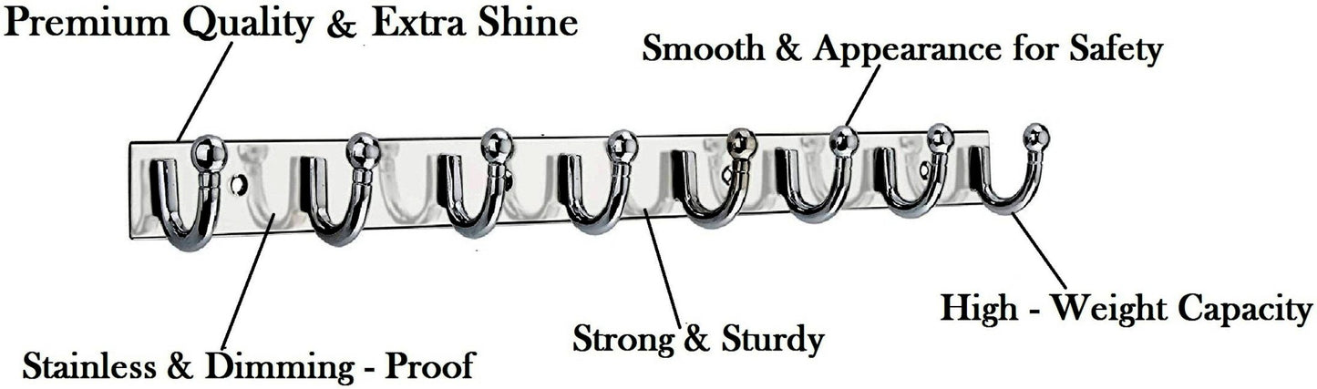 Point SoftEdge StainlessSilver Steel 8-Pin Hook Rail