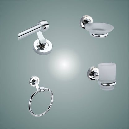 StainlessGlass Elegance Bathroom Accessories Set with Towel Rod, Towel Ring, Brush Holder, Soap Dish