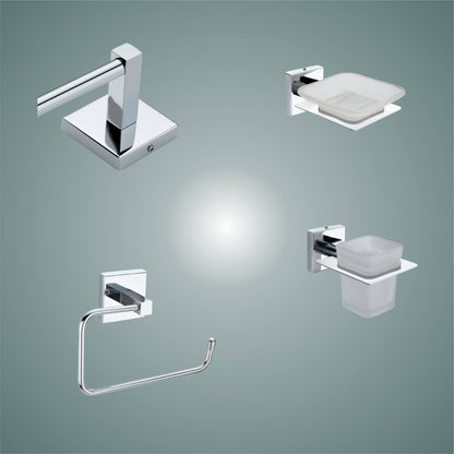 SteelSteel Bathroom Accessories Set with Towel Rod, Napkin Holder, Brush Holder, Soap Dish