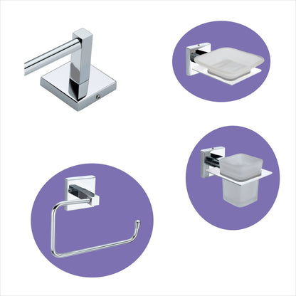 SteelSteel Bathroom Accessories Set with Towel Rod, Napkin Holder, Brush Holder, Soap Dish