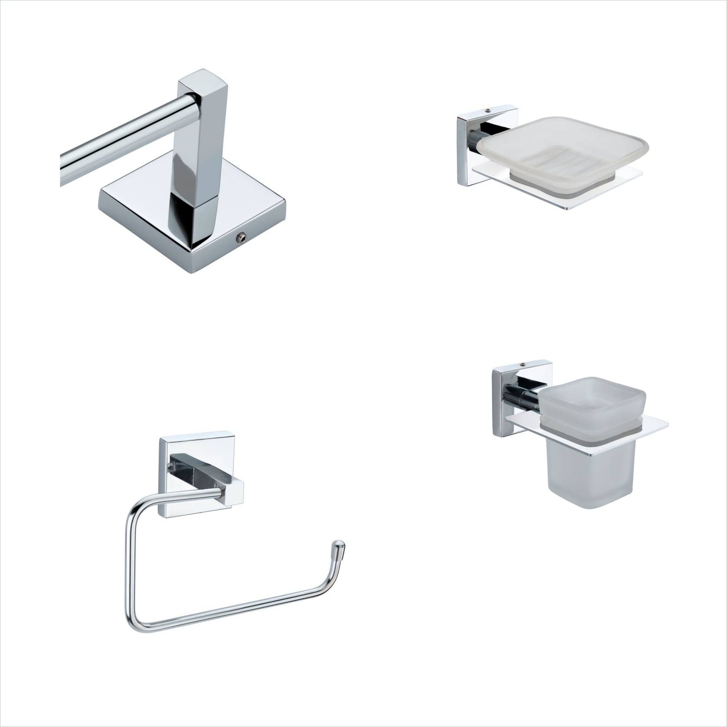 SteelSteel Bathroom Accessories Set with Towel Rod, Napkin Holder, Brush Holder, Soap Dish