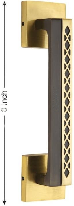 HalfGoldCrossGrip 10-Inch Glossy Antique Brass Handle with Cross Line Design