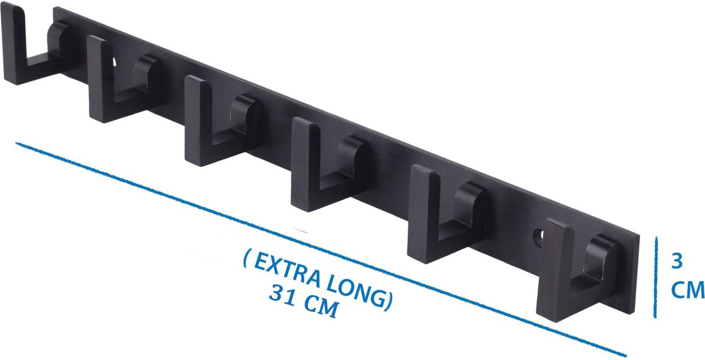 Extra Long Dark Black StainlessSteel Night Shine 6-Pin Hook Rail